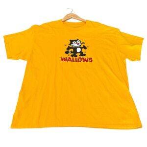 WALLOWS Cartoon Cat Graphic Band Tee